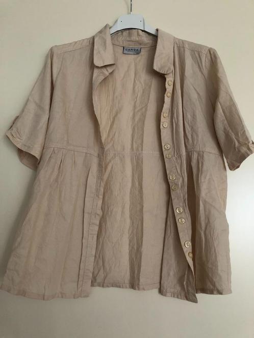 (19) Dames blouse/tuniek beige met knopen, maat 38, zgan, Kleding | Dames, Blouses en Tunieken, Zo goed als nieuw, Maat 38/40 (M)