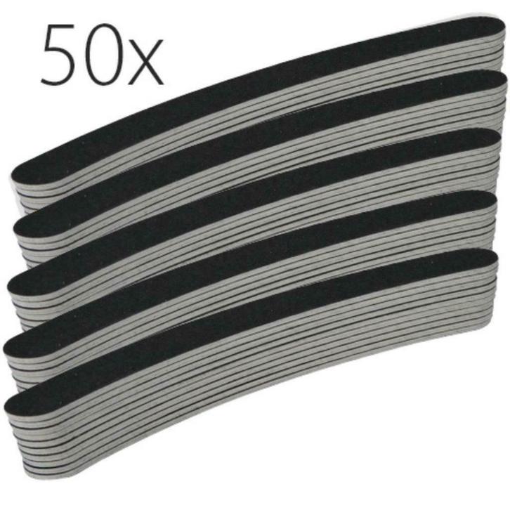 50x goedkope nagelvijlen #100/180, krom, boemerang, zwart, Sieraden, Tassen en Uiterlijk, Uiterlijk | Cosmetica en Make-up, Nieuw