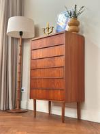 Vintage ladekast teak hout Deens jaren 50/60/70, Huis en Inrichting, Kasten | Ladekasten, Ophalen, Gebruikt, 5 laden of meer, 100 tot 150 cm