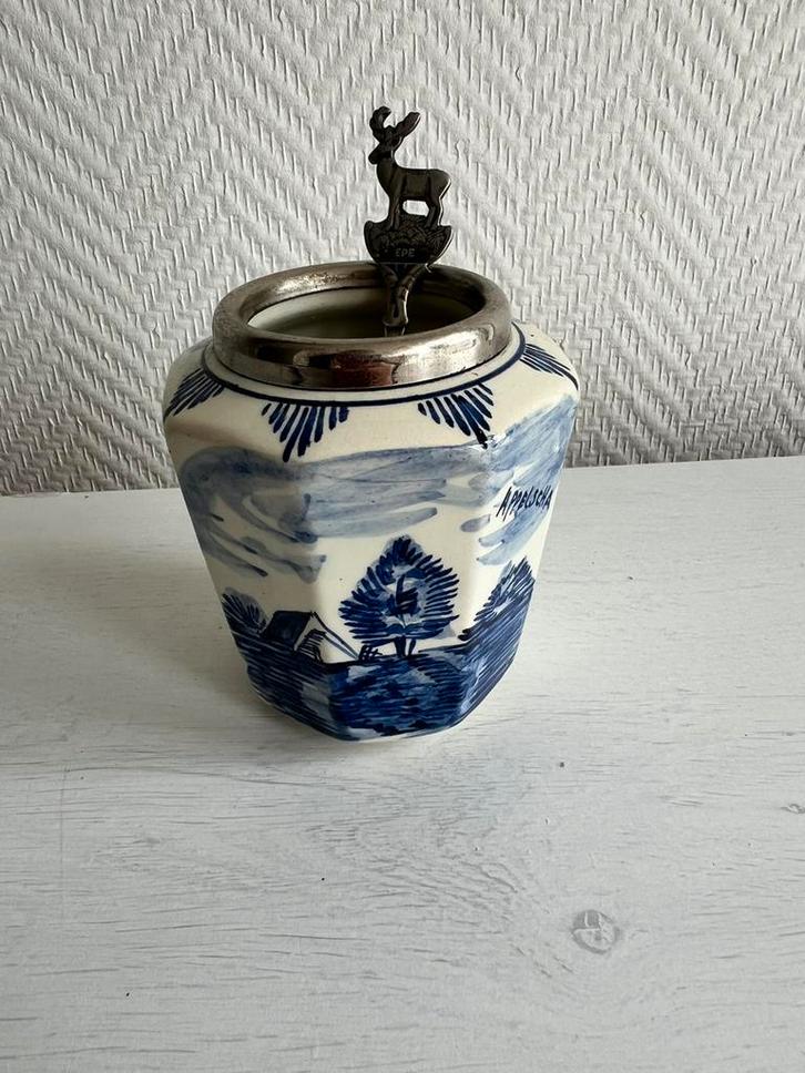 Te Koop Delfts Blauw Lepelpotje Molen Appelscha, Antiek en Kunst, Antiek | Vazen, Ophalen of Verzenden