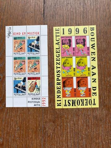 kinderpostzegels vellen uit 1992 en 1996 beschikbaar voor biedingen
