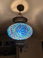 Mooie blauwe mozaïek hanglamp, Ophalen of Verzenden, Zo goed als nieuw, Glas, 50 tot 75 cm