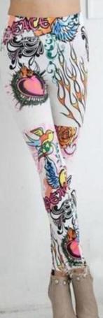 graffity print legging "Peace" met satijnglans mt S nieuw, Legging, Nieuw, Ophalen of Verzenden, Overige kleuren