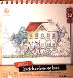 Schets kleurboek met 3d effect Huizen NIEUW