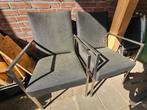 2 rvs tuinstoelen / fauteuils zwarte bekleding, Tuin en Terras, Tuinstoelen, Ophalen, Gebruikt, Rvs, Stapelbaar
