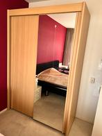 Houten schuifdeurkast, Huis en Inrichting, Kasten | Kledingkasten, Ophalen, Gebruikt, 100 tot 150 cm, 200 cm of meer