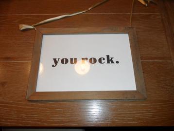 Leuk tekstbord in vorm van schilderij (hout met glas) beschikbaar voor biedingen