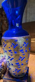 grote blauw met zilveren vaas, Ophalen of Verzenden
