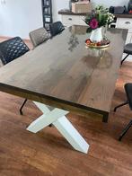 Mooie eettafel met witte metalen x poten, Ophalen, 50 tot 100 cm, Zo goed als nieuw, 150 tot 200 cm