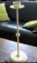 Grote 55 cm.hoge Antieke Wit IJzeren Kandelaar, Ophalen of Verzenden, Overige materialen
