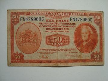 Nederlandsch Indië muntbiljet 50 Cent 1943 beschikbaar voor biedingen