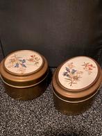 Twee blikken met gentiaan bloemenmotief, Ophalen of Verzenden, Gebruikt, Overige