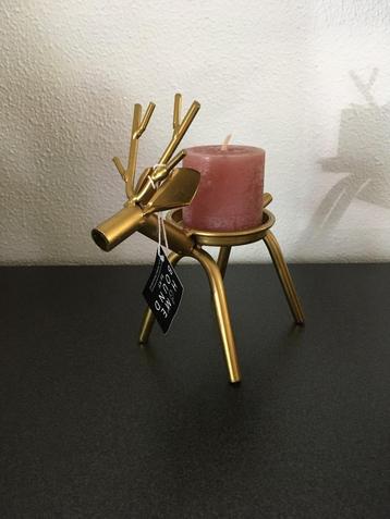 Deco Hertje met waxinelichtje houder goud Nieuw! beschikbaar voor biedingen