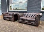 Springvale Chesterfield 2x2 zit banken bruin GRATIS BEZORGD, Ophalen of Verzenden, Rechthoekig, Leer, 125 cm of meer