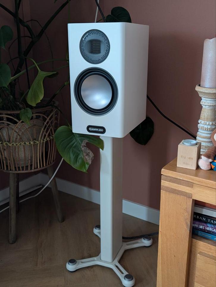 Monitor Audio Gold 100 5G Satijn Wit incl 4 Jaar Garantie, Audio, Tv en Foto, Luidsprekers, Zo goed als nieuw, Front, Rear of Stereo speakers