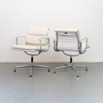 1 x Vitra Eames EA 208 Softpad Wit Leer - Chroom, Huis en Inrichting, Stoelen, Zo goed als nieuw, Metaal, Vijf, Zes of meer stoelen