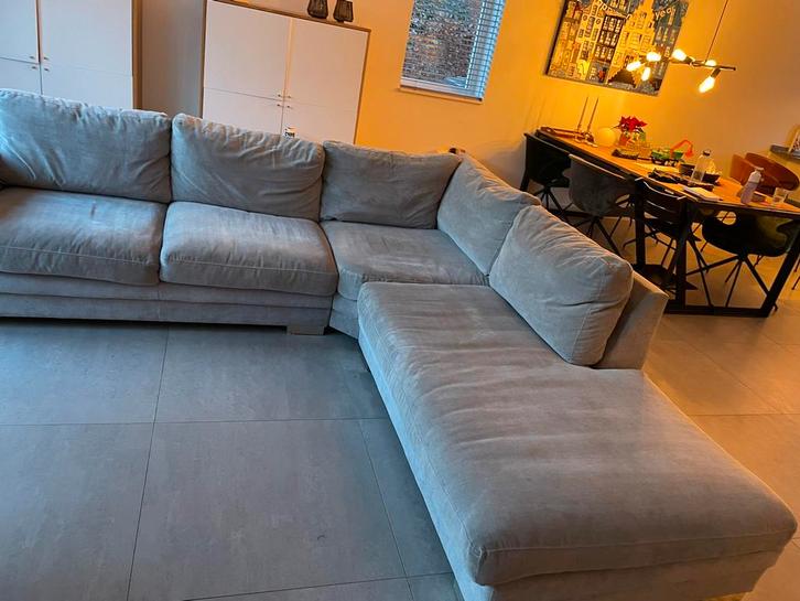 Comfortabele hoekbank Grijs, Huis en Inrichting, Banken | Complete zithoeken, Zo goed als nieuw, Stof, Ophalen
