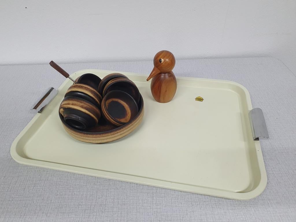 Brabantia dienblad. Vintage serveertray offwhite met chroom., Ophalen of Verzenden, ., ., .
