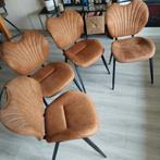 4  stoelen mx sofa eetkamer stoel splash, Ophalen, Gebruikt, Bruin, Stof