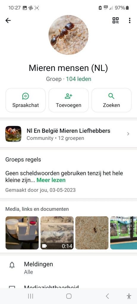 Mieren WhatsApp groep, Mieren