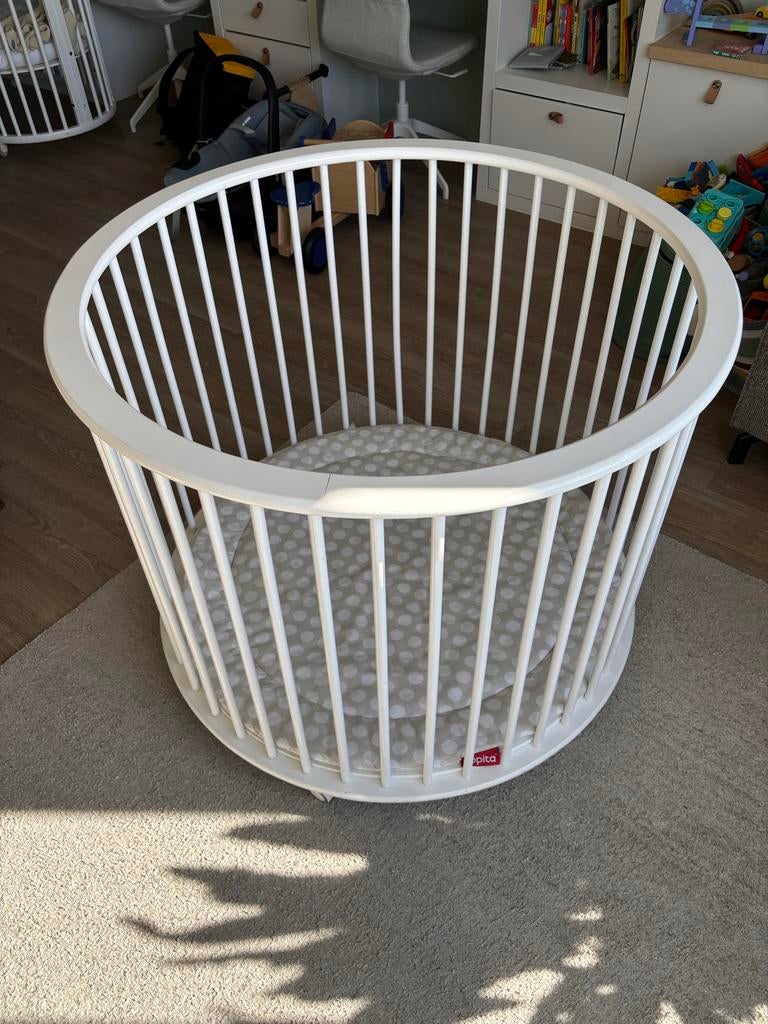 Bopita Box Rond - Witte Box met Wieltjes en Boxkleed, Ophalen, Gebruikt, Rond, Boxkleed