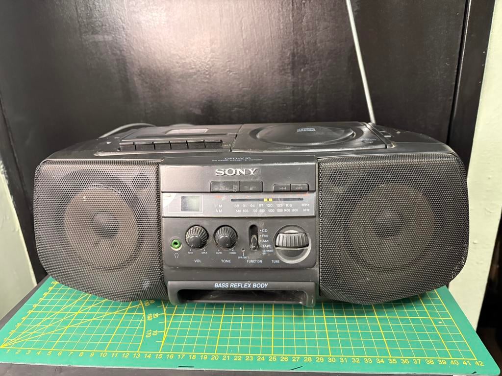 Sony CFD-V10 Boombox CD Radio Cassette Werkend, Ophalen of Verzenden, Zo goed als nieuw, Met cd-speler