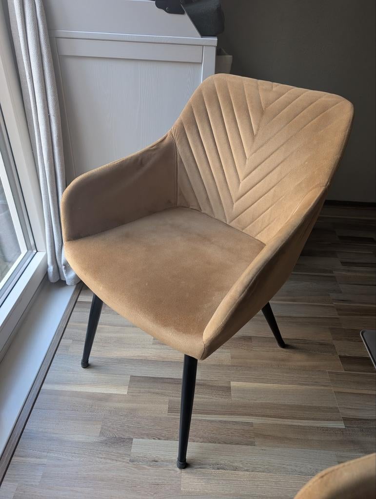 6 Okergele Stoelen - Comfortabel en Stijlvol, Gebruikt, Overige kleuren, Ophalen of Verzenden, Stof