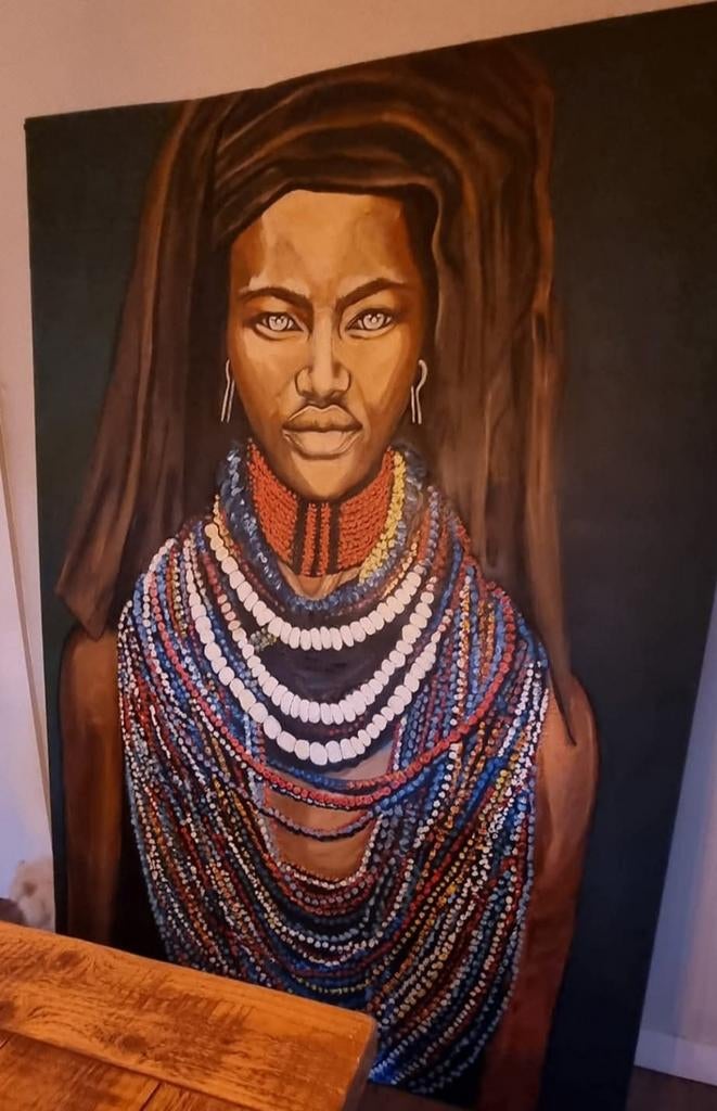 Prachtig handgeschilderd bohemian schilderij., Antiek en Kunst, Ophalen of Verzenden