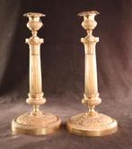 Paar antieke bronzen Empire kandelaars, Ophalen of Verzenden, Koper of Brons