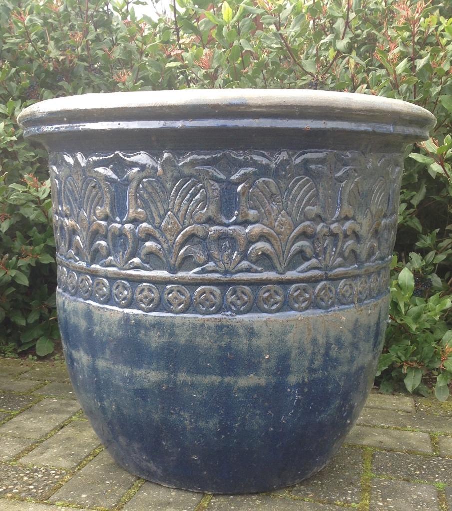 Geglazuurde pot mondeo in drie maten twee kleuren old look., Tuin en Terras, Bloempotten, Ophalen, 40 cm of meer, Rond, Nieuw