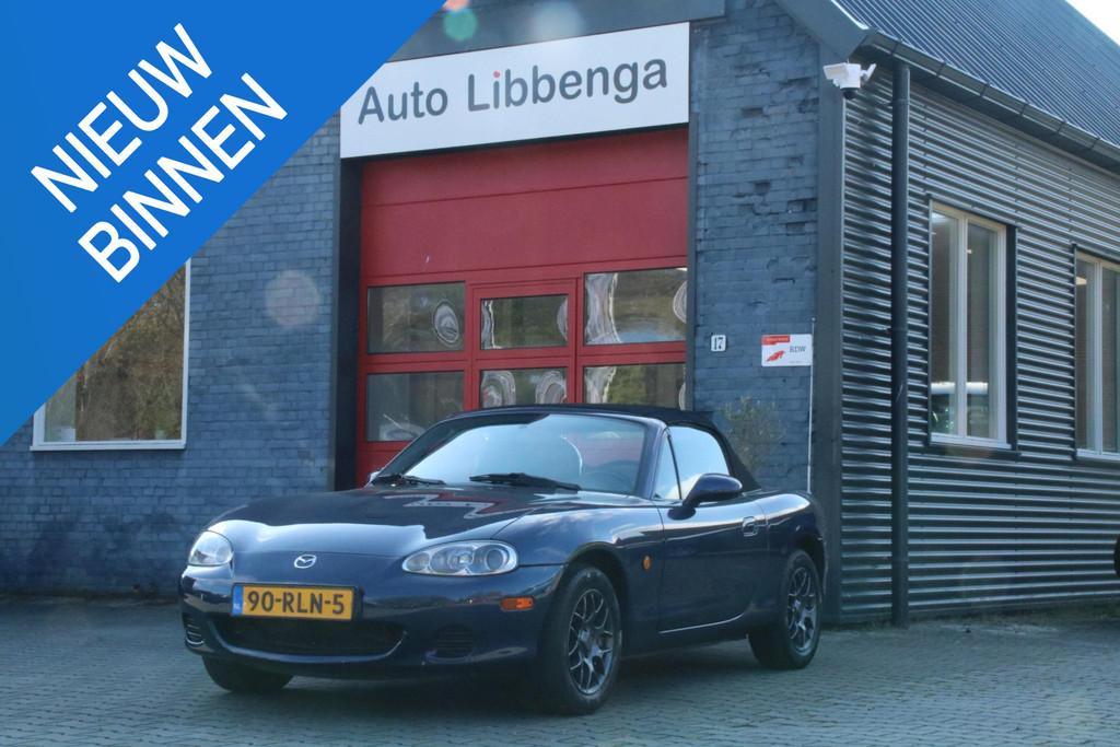 Mazda MX-5 1.6i Exclusive STUURBEKR / CENTRALE VERGR / LM VE, Auto's, Mazda, Zwart, 4 cilinders, Cabriolet, Blauw