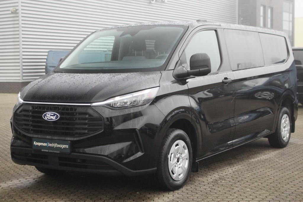 Ford Transit Custom 320 2.0TDCI 136pk L2H1 Trend DC | 6-Zits, Auto's, Voorwielaandrijving, 136 pk, 2500 kg, Zwart