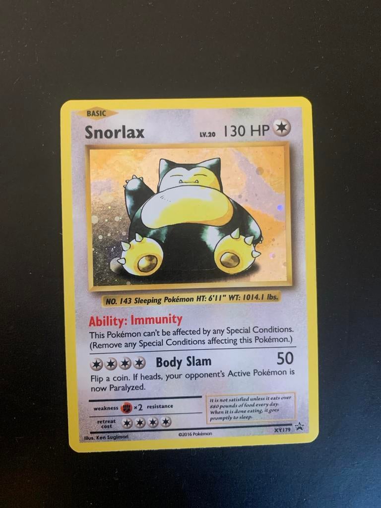 Pokémon Kaart Snorlax XY179 Promo, Ophalen of Verzenden, Zo goed als nieuw, Losse kaart