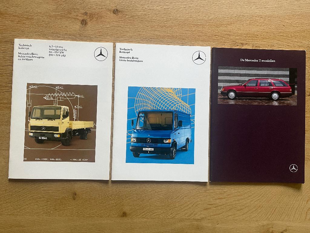 3 Autofolder/Brochure Mercedes T Serie 1990, Bestel Vracht, Ophalen of Verzenden, Nieuw, Mercedes
