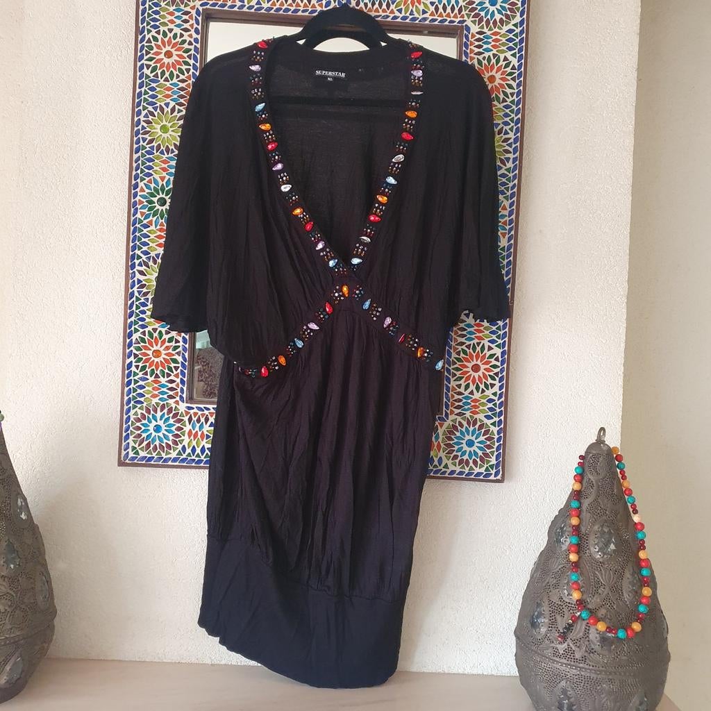 Superstar mooie ibiza stretch jurk mast xl zgan, Kleding | Dames, Jurken, Ophalen of Verzenden, Zo goed als nieuw, Maat 46/48 (XL) of groter
