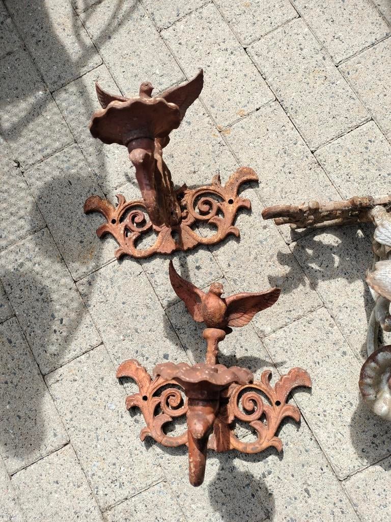 Drie oude ijzeren hang kandelaars, Ophalen of Verzenden, Gebruikt