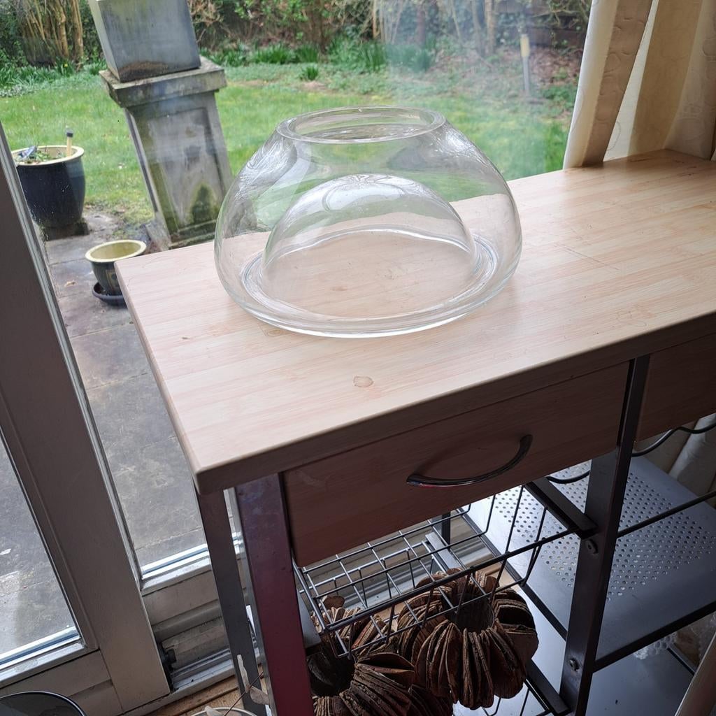 Glazen vaas/schaal (25x25)- Decoratief en veelzijdig, Gebruikt, Overige kleuren, Ophalen of Verzenden, Glas