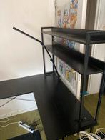 Ruim Zwart Hoekbureau met Opbergplanken en Verlichting, Huis en Inrichting, Bureaus, Ophalen, Gebruikt, Bureau