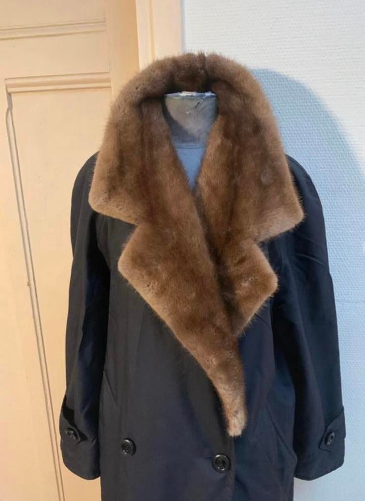 Waterdichte bont jas met nerts kraag, Verzenden, Zo goed als nieuw