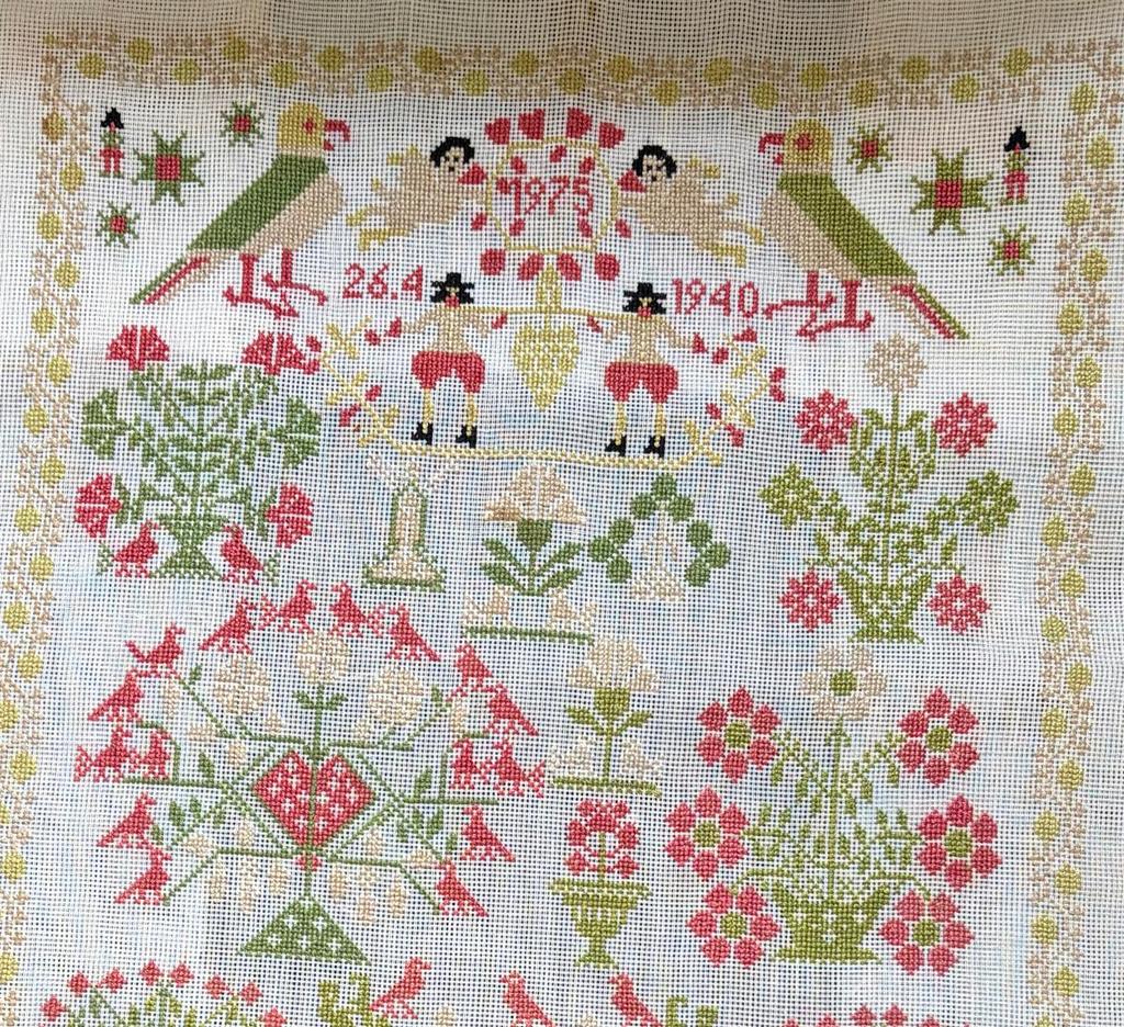 Oude merklap in goede staat 35 x 45 cm., Antiek en Kunst, Ophalen of Verzenden