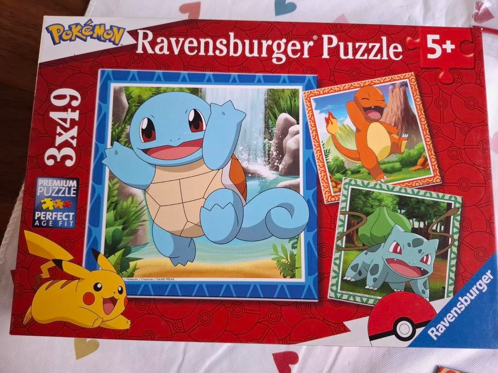 Pokémon Ravensburger Puzzel 3x49 stukjes, Ophalen of Verzenden, Meer dan 50 stukjes, Gebruikt, 6 jaar of ouder