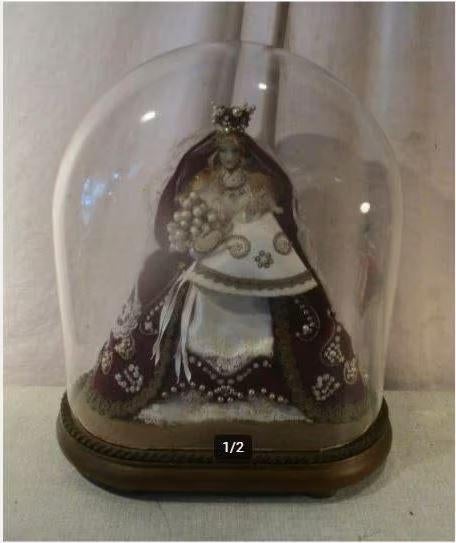 Prachtig Beeld - Maria en Jezus - Glazen Stolp - 32x21x40, Antiek en Kunst, Ophalen of Verzenden