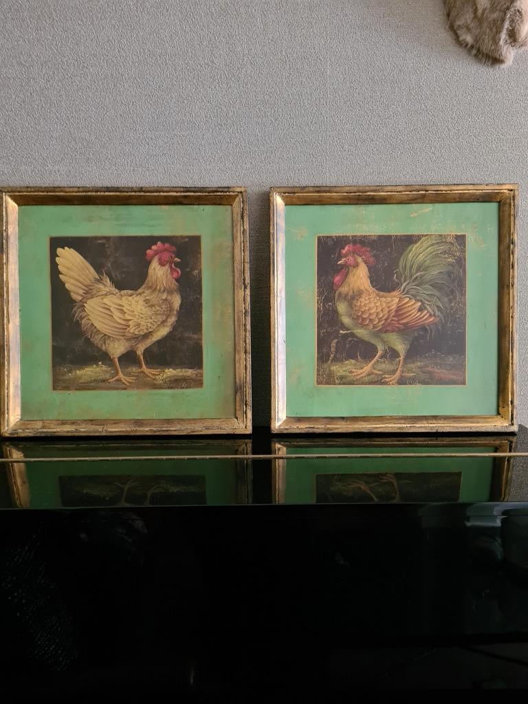 2 schilderijtjes haan en kip. ( bij Lumiere.), Ophalen