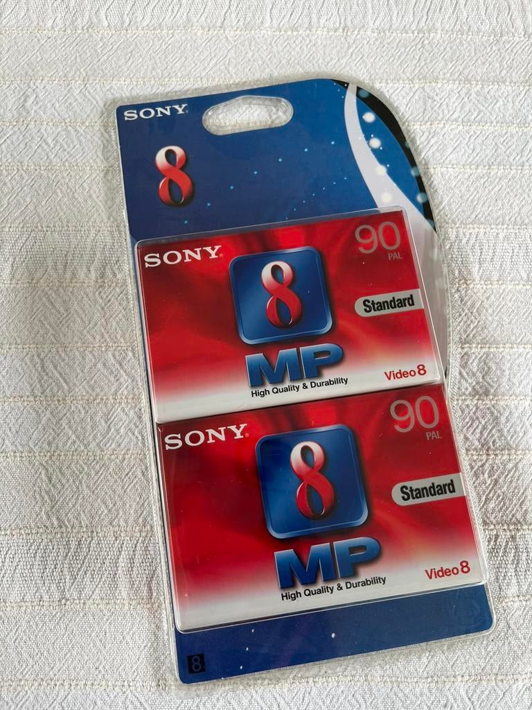 2x Sony 8 MP video casettes nieuw, Audio, Tv en Foto, Videocamera's Analoog, Ophalen, (Video)band