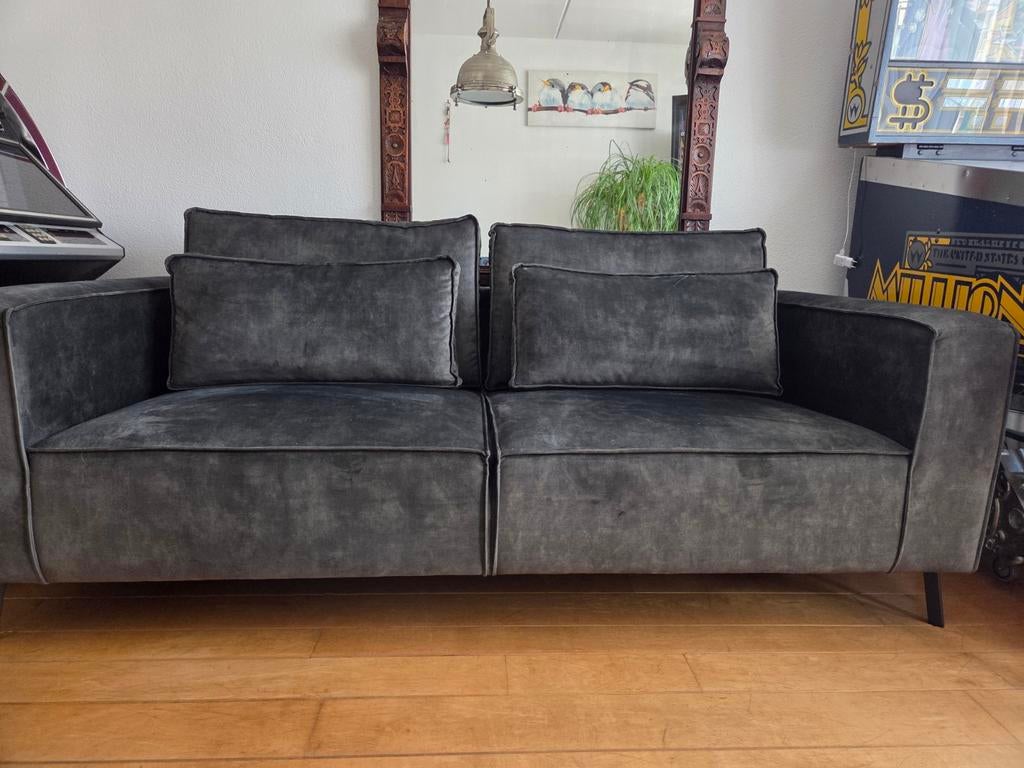 Donkergroene velvet 3 zits bank 8mnd jong, Ophalen, Zo goed als nieuw, 200 tot 250 cm