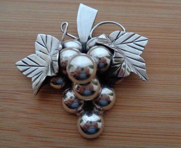 Zilveren modernistische broche / hanger Mexico [548], Sieraden, Tassen en Uiterlijk, Kettinghangers, Zo goed als nieuw, Zilver