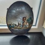 Eglomise glas in lood begin 20 de eeuw, Ophalen of Verzenden