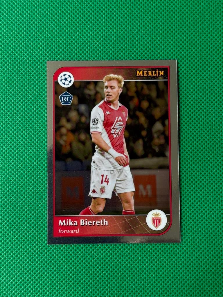 Mika Biereth #116 AS Monaco Topps Merlin 2024-25, Ophalen of Verzenden, Zo goed als nieuw, Buitenlandse clubs, Spelerskaart
