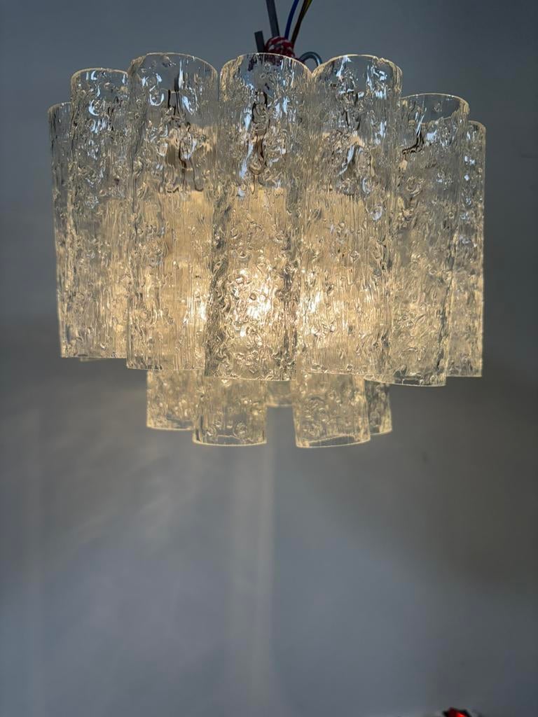 Vintage Doria Leuchten Ijsglas hanglamp (iF Design Award), Ophalen of Verzenden, Zo goed als nieuw, Glas