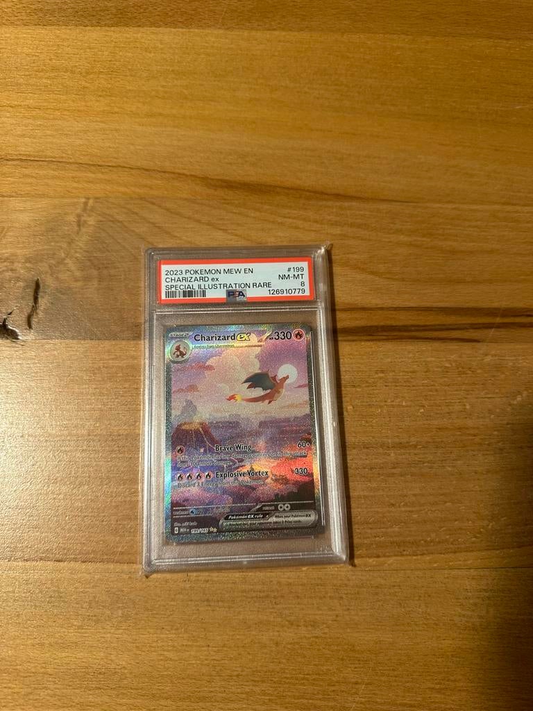 Charizard ex 151 PSA 8 Special Illustration Rare Pokemon, Ophalen, Zo goed als nieuw, Losse kaart, Foil